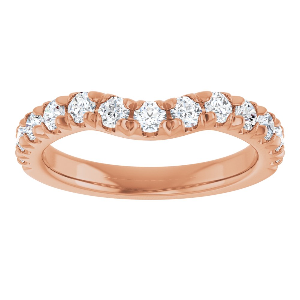 14K Rose 3/4 CTW Natural Diamond Contour Band