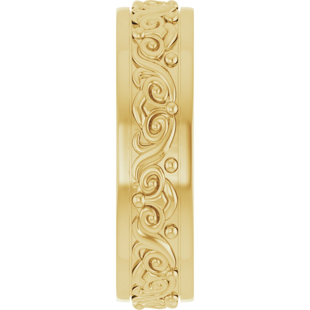 14K Yellow Gold 6.2 mm Sculptural Flat Band Size 10