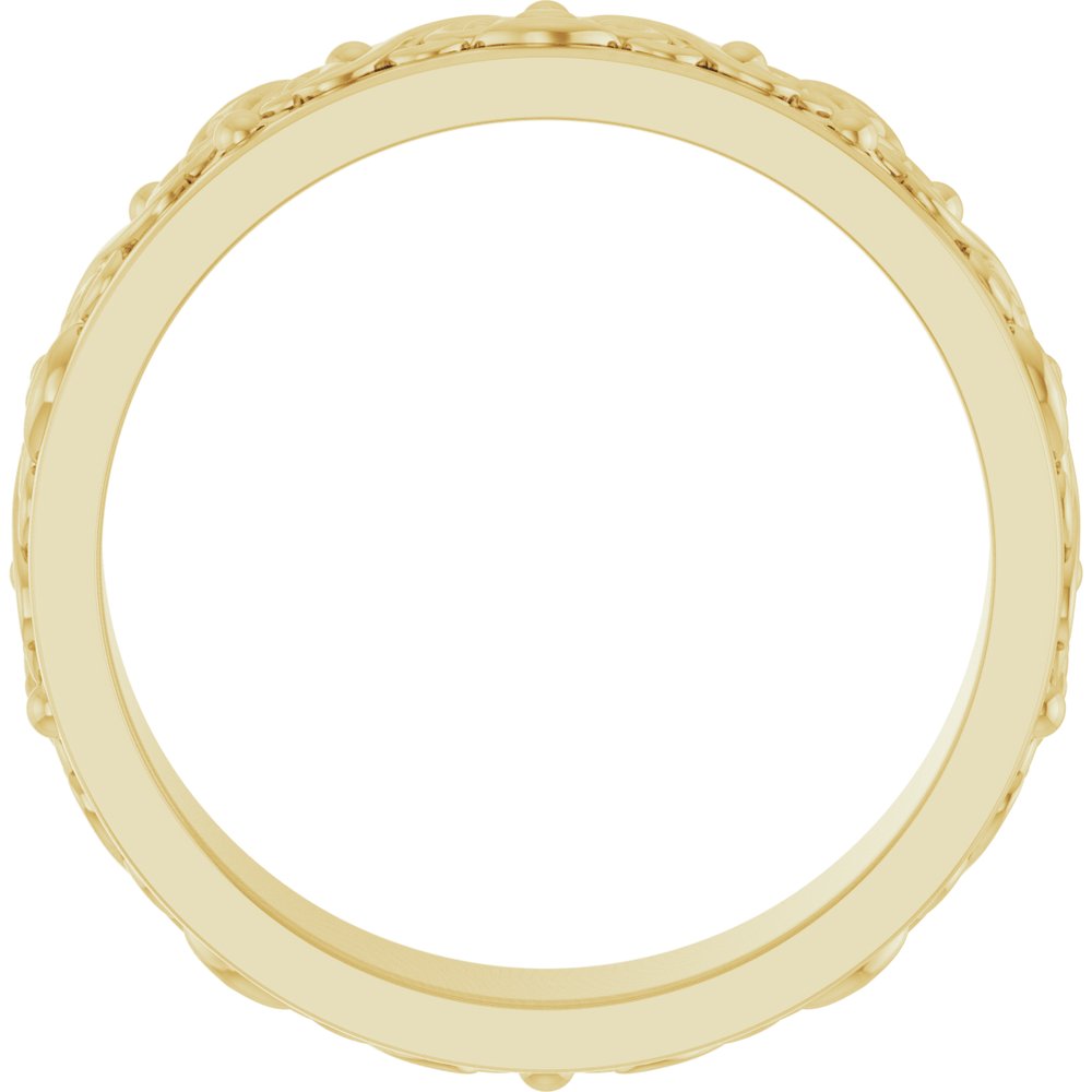 14K Yellow Gold 6.2 mm Sculptural Flat Band Size 10