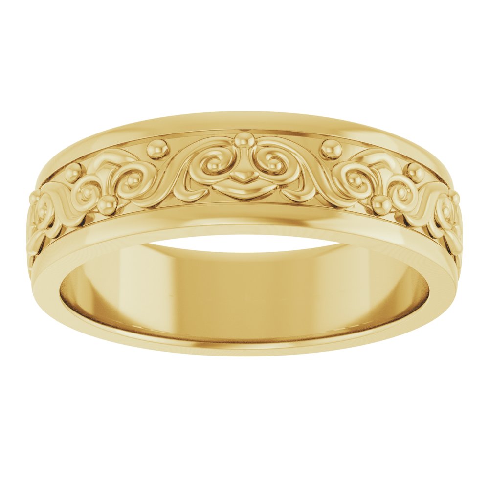 14K Yellow Gold 6.2 mm Sculptural Flat Band Size 10