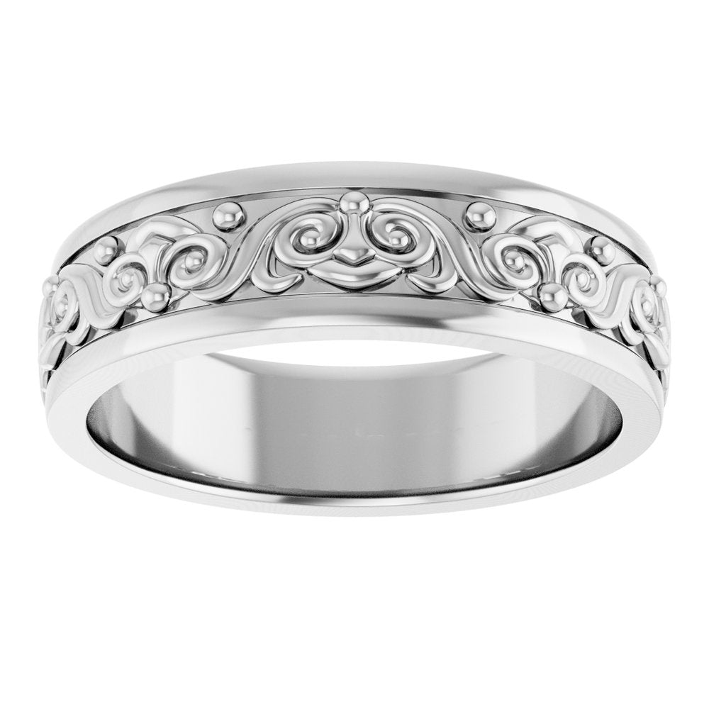 Sterling Silver 6.2 mm Sculptural Flat Band Size 10