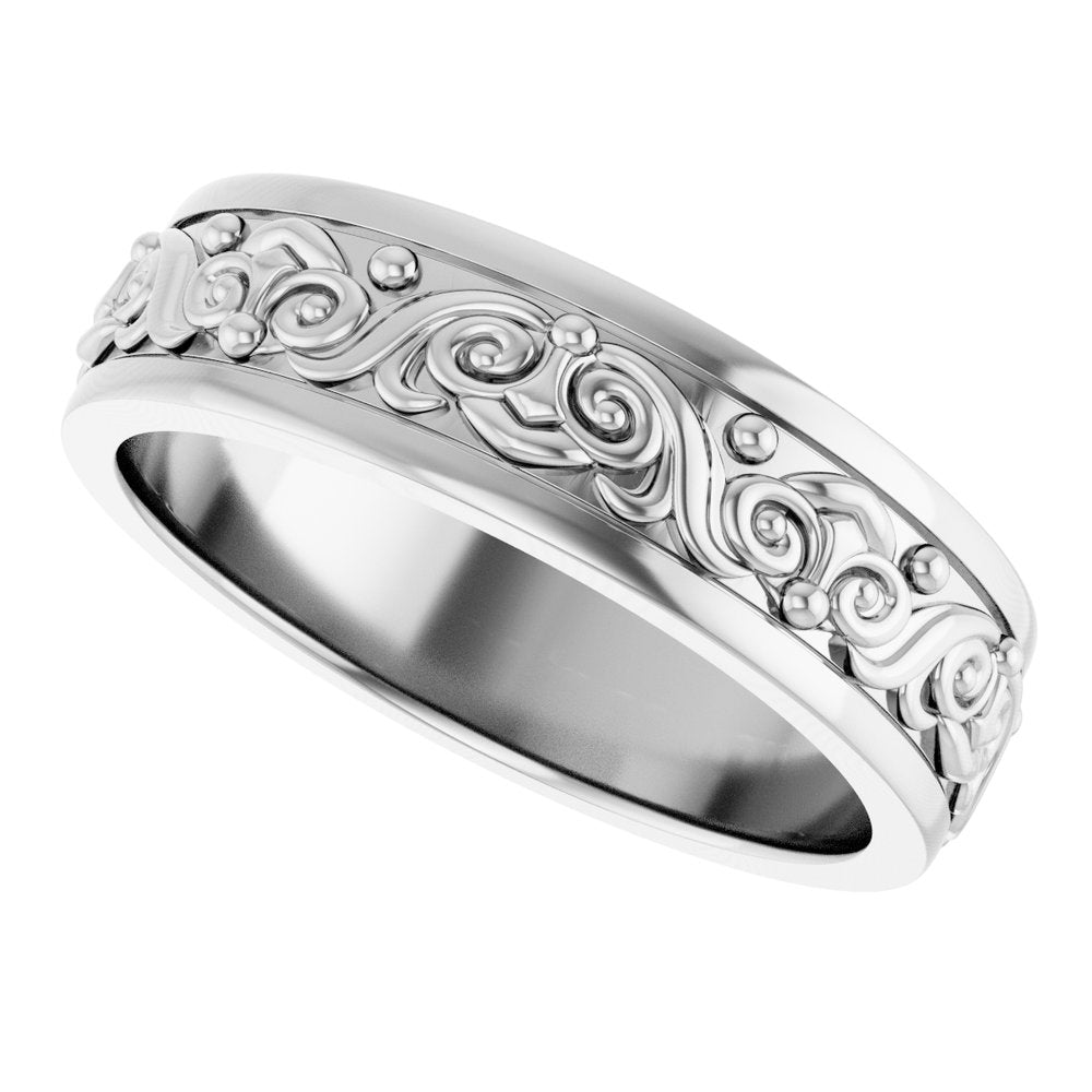 Sterling Silver 6.2 mm Sculptural Flat Band Size 10