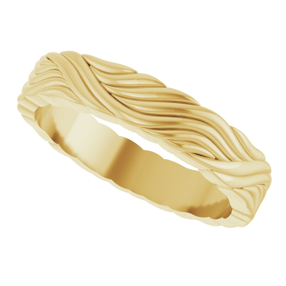 14K Yellow Gold 4.2 mm Sculptural Band Size 7