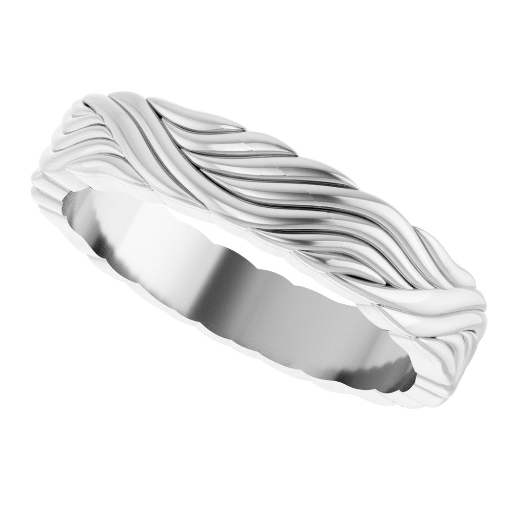 10K White Gold 4.2 mm Sculptural Band Size 7