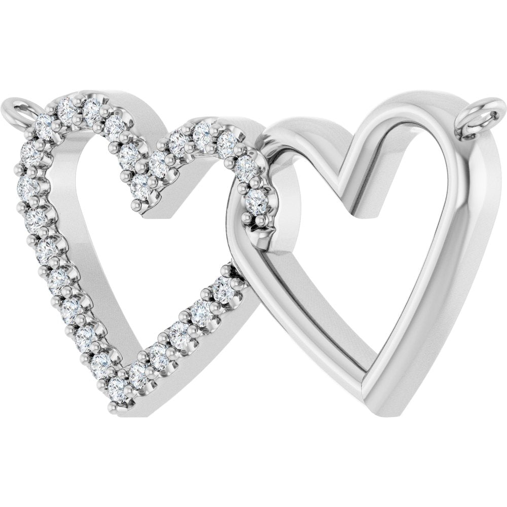 14K White Gold .05 CTW Lab-Grown Diamond Interlocking Heart Necklace Center