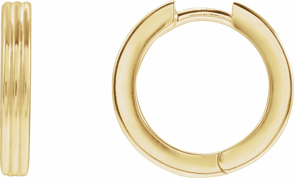 14K Yellow Gold Hinged 15 mm Huggie Hoop Earrings