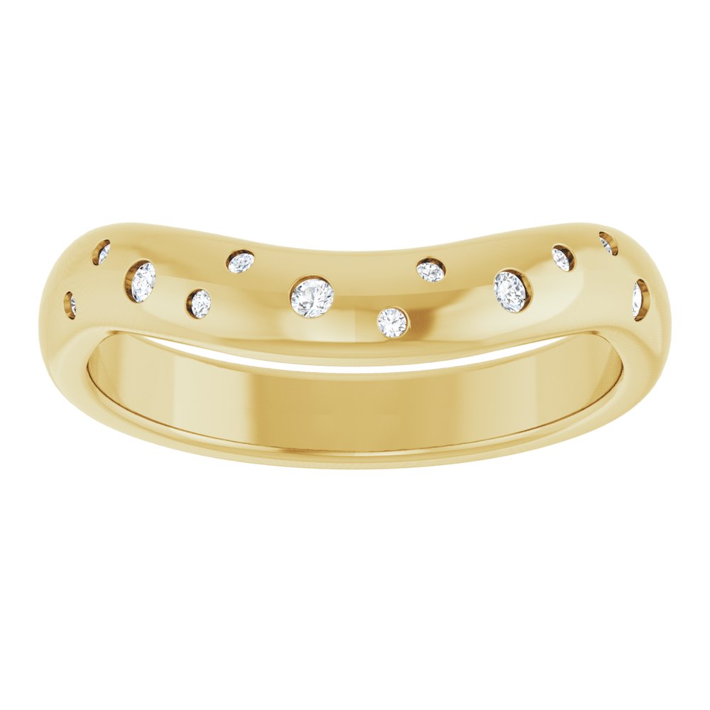 14K White .08 CTW Lab-Grown Diamond Contour Band