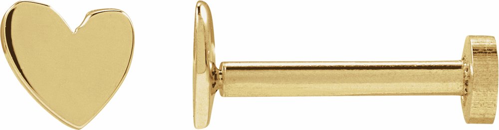 14K Yellow Gold 4 mm Asymmetrical Heart Earrings