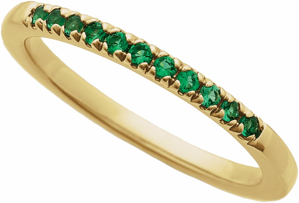 14K Yellow Gold Lab-Grown Emerald Stackable Ring