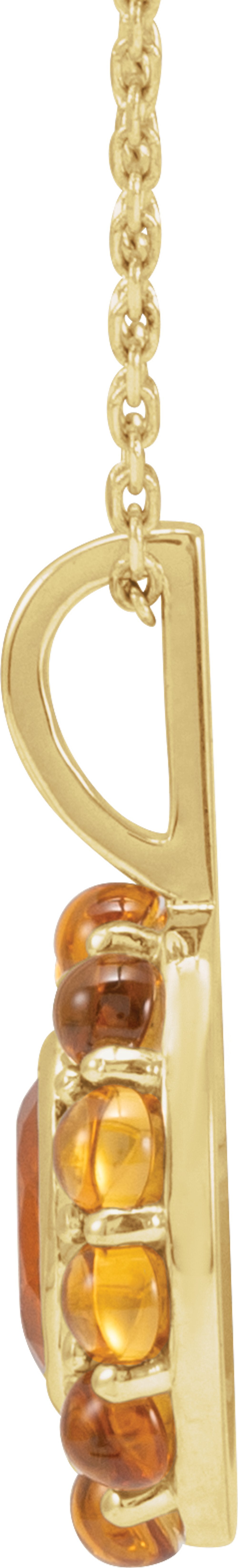 14K Yellow Natural Mexican Fire Opal & Natural Citrine Halo-Style 16-18" Necklace