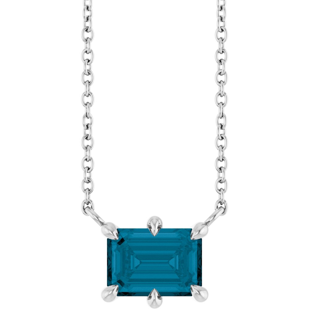 Sterling Silver Natural London Blue Topaz 18" Necklace
