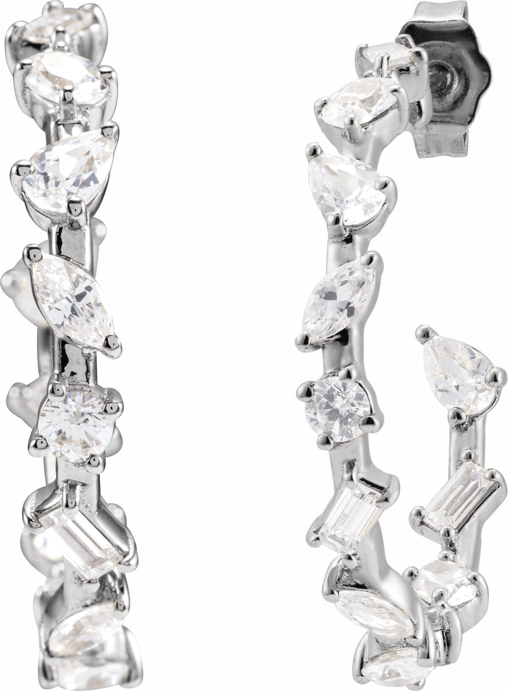 14K White Gold 2 CTW Lab-Grown Diamond 24.4 mm Hoop Earrings