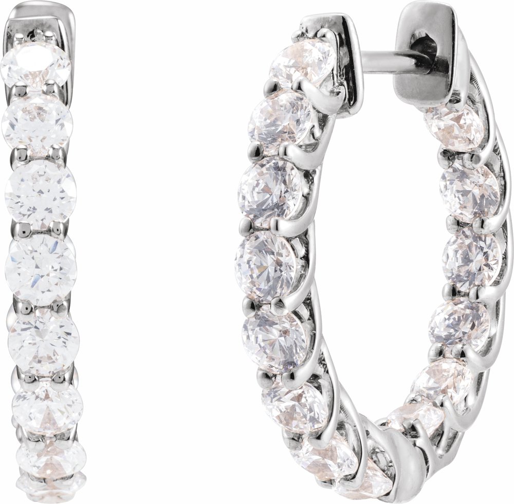 14K White Gold 2 1/5 CTW Lab-Grown Diamond Inside-Outside 19.7 mm Hoop Earrings