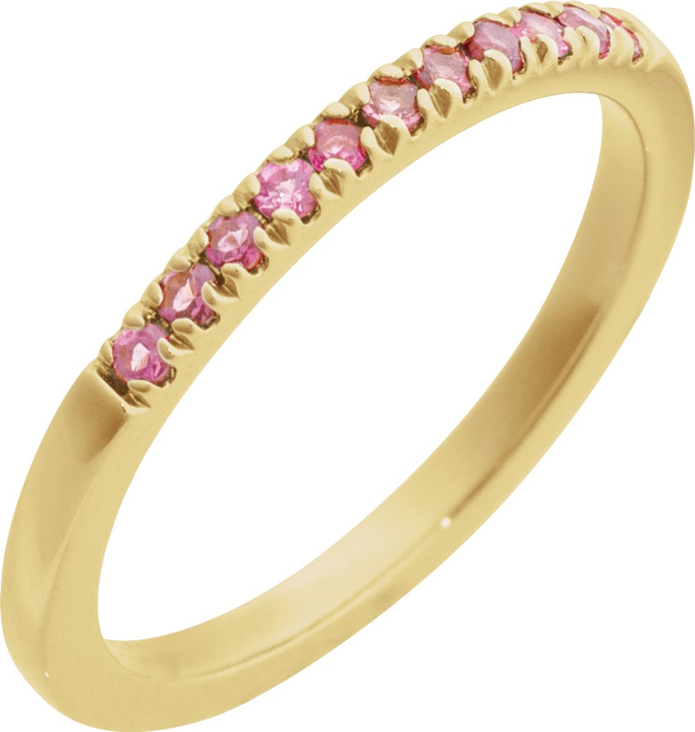 10K Yellow Gold Natural Pink Tourmaline Stackable Ring