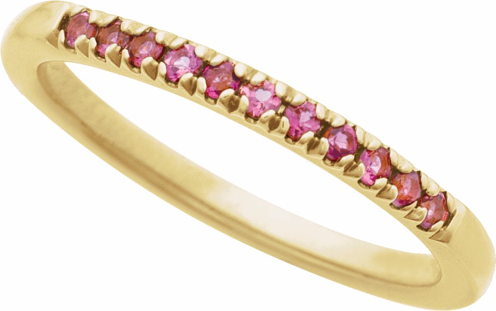 14K Yellow Natural Pink Tourmaline Stackable Ring