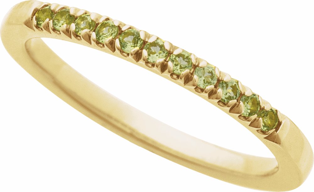 14K Yellow Natural Peridot Stackable Ring