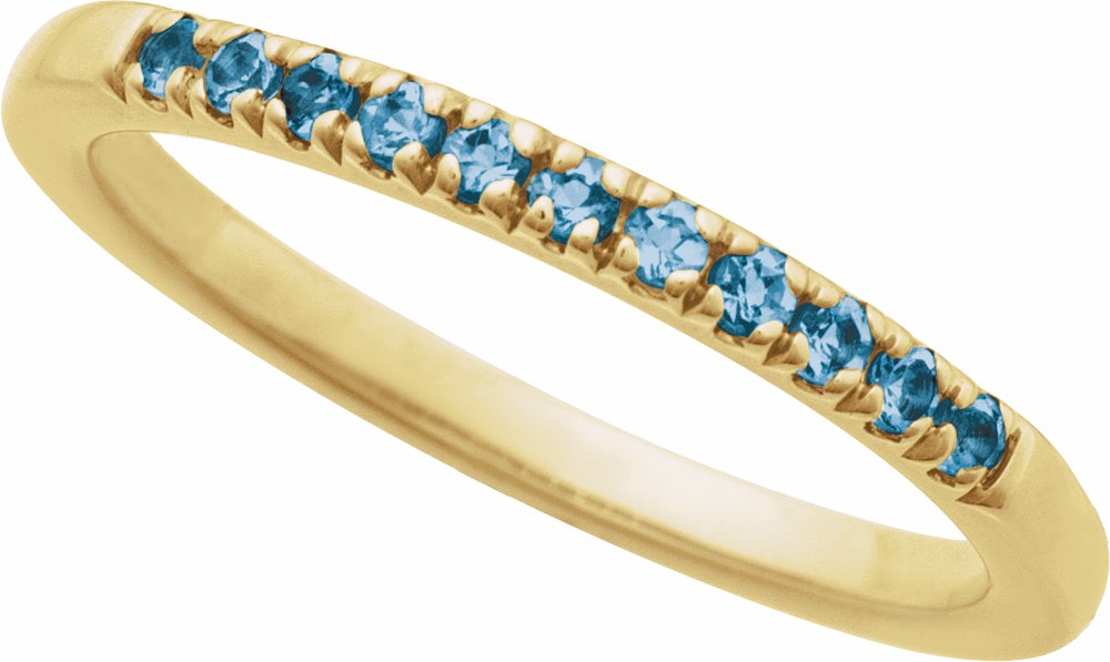 14K Yellow Gold Natural London Blue Topaz Stackable Ring
