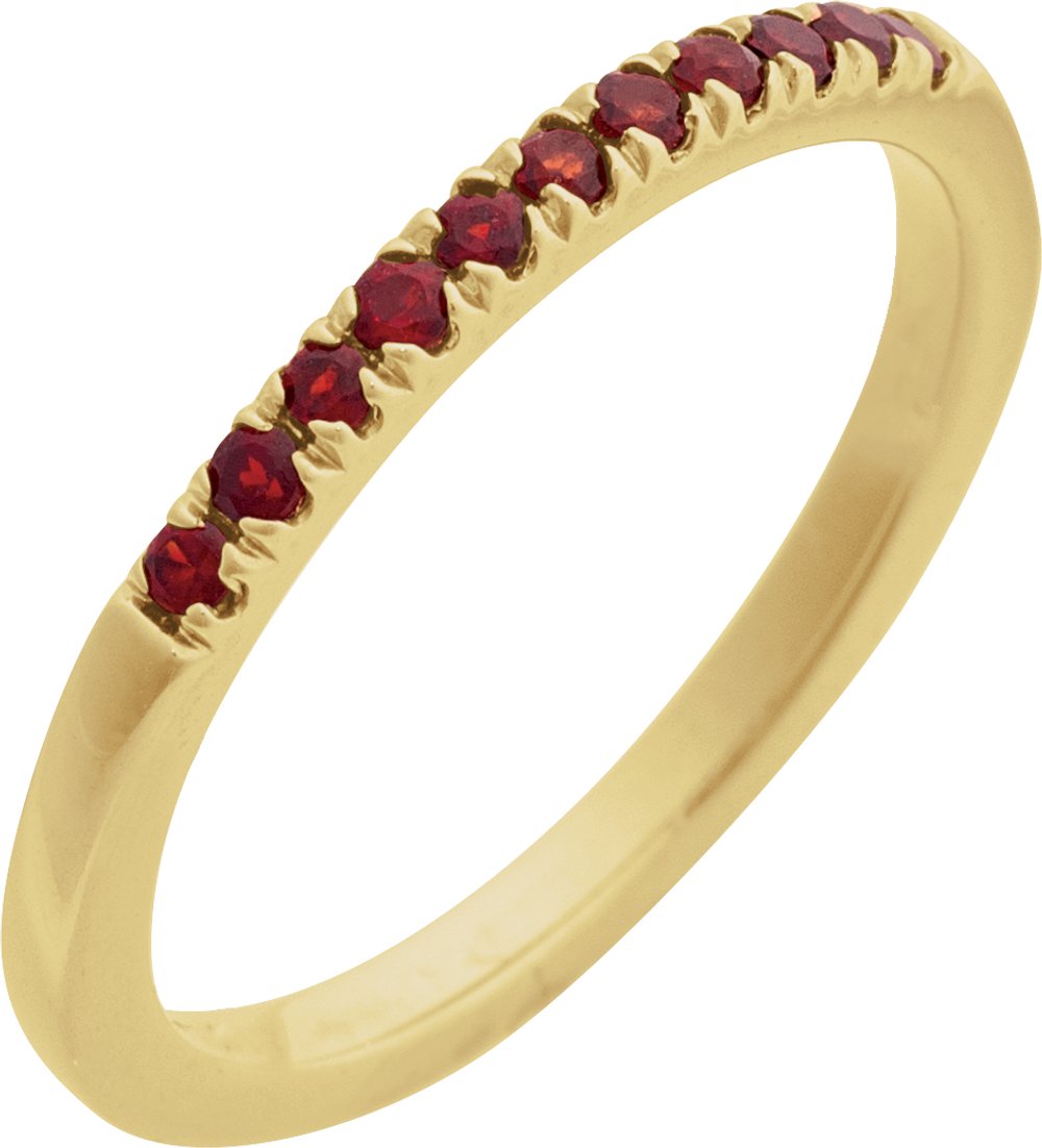 14K Yellow Gold Natural Mozambique Garnet Stackable Ring