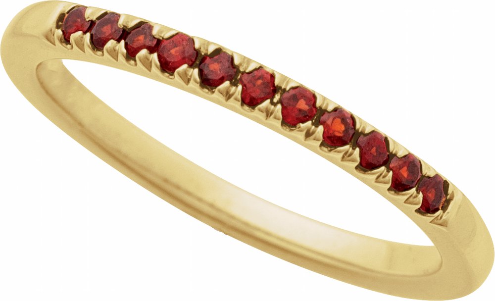 14K Yellow Gold Vermeil Natural Mozambique Garnet Stackable Ring