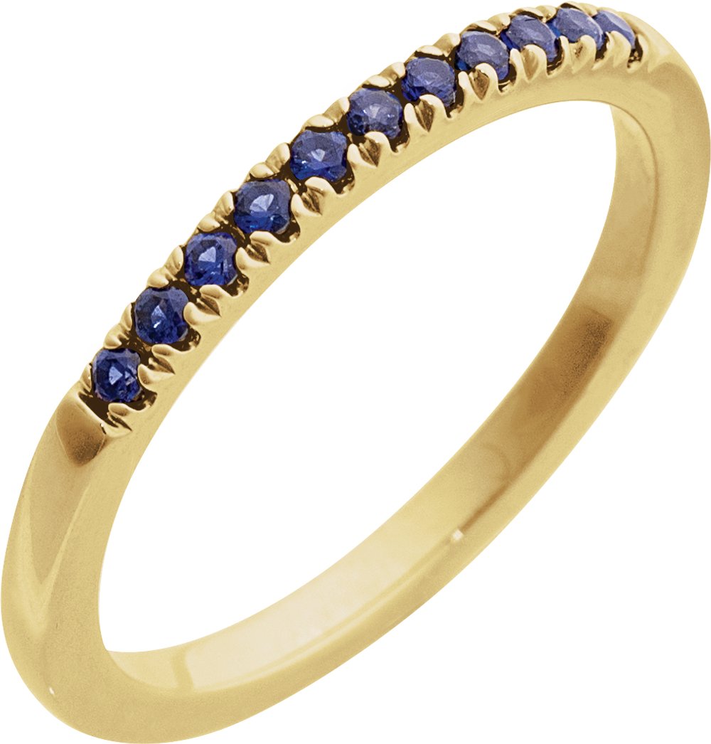 10K Yellow Gold Lab-Grown Blue Sapphire Stackable Ring