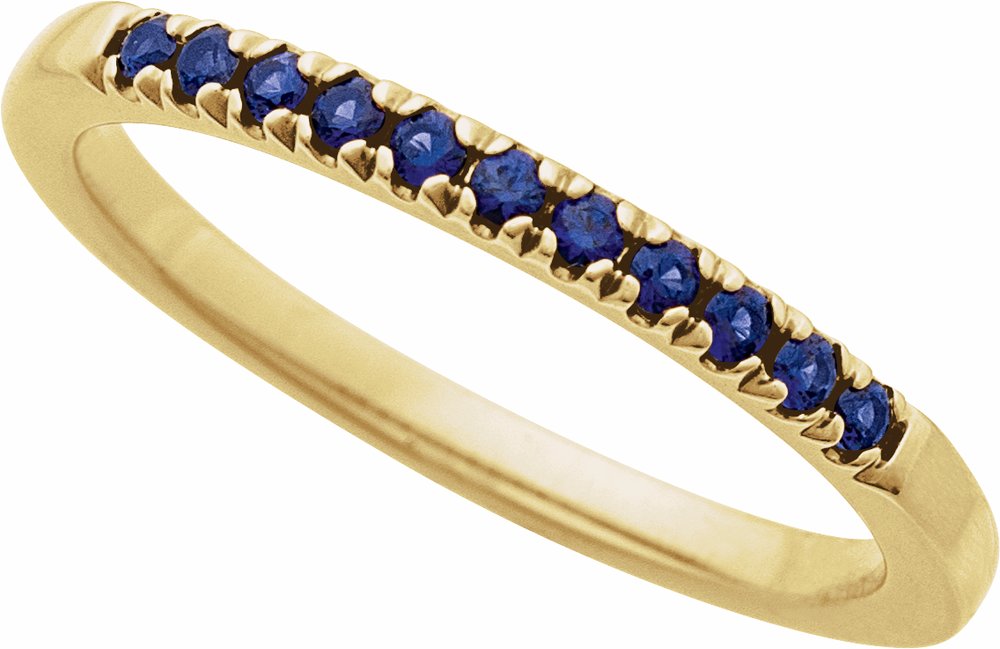 10K Yellow Gold Lab-Grown Blue Sapphire Stackable Ring