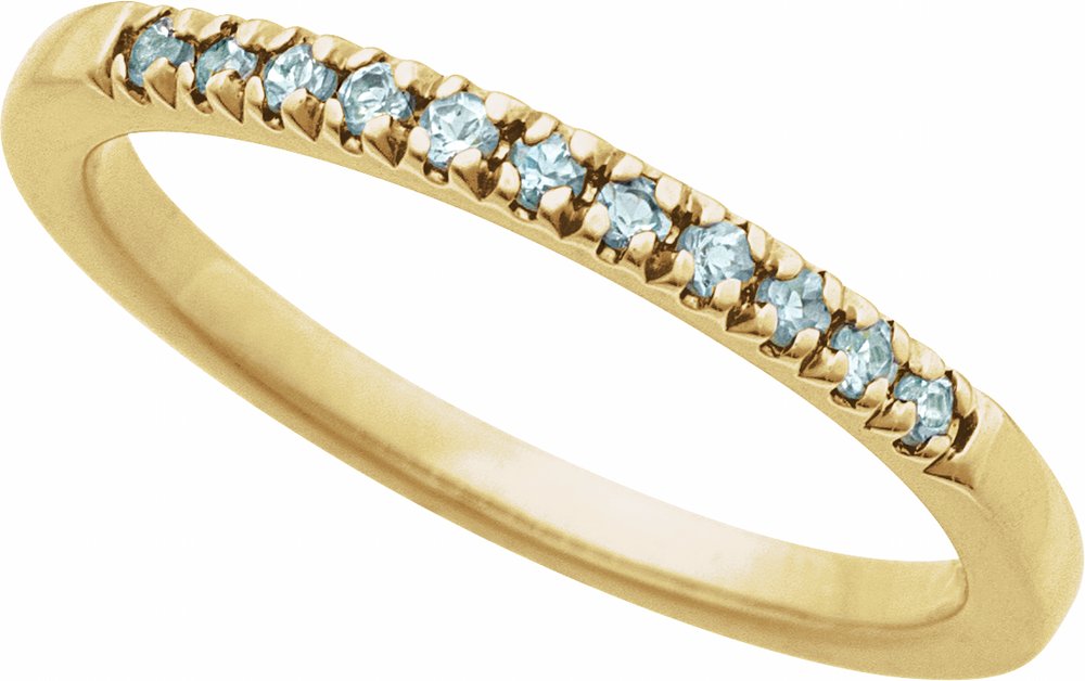 14K Yellow Gold Natural Aquamarine Stackable Ring