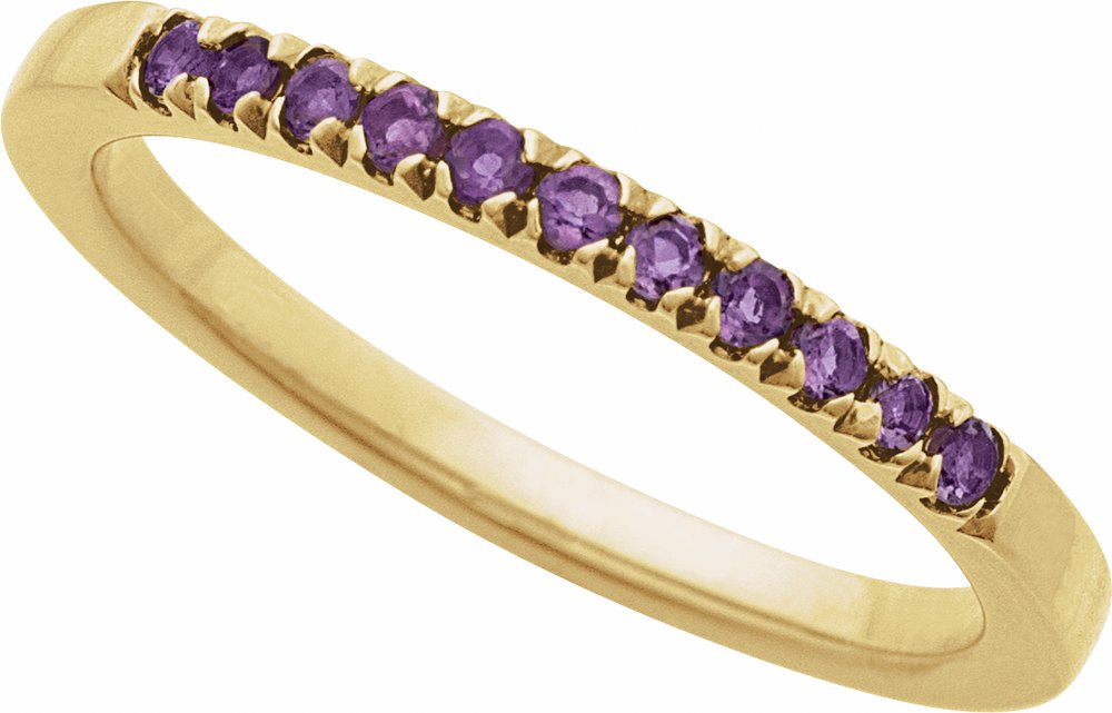 10K Yellow Gold Natural Amethyst Stackable Ring