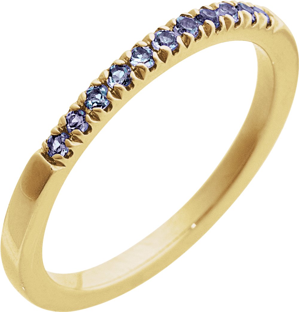 10K Yellow Gold Lab-Grown Alexandrite Stackable Ring
