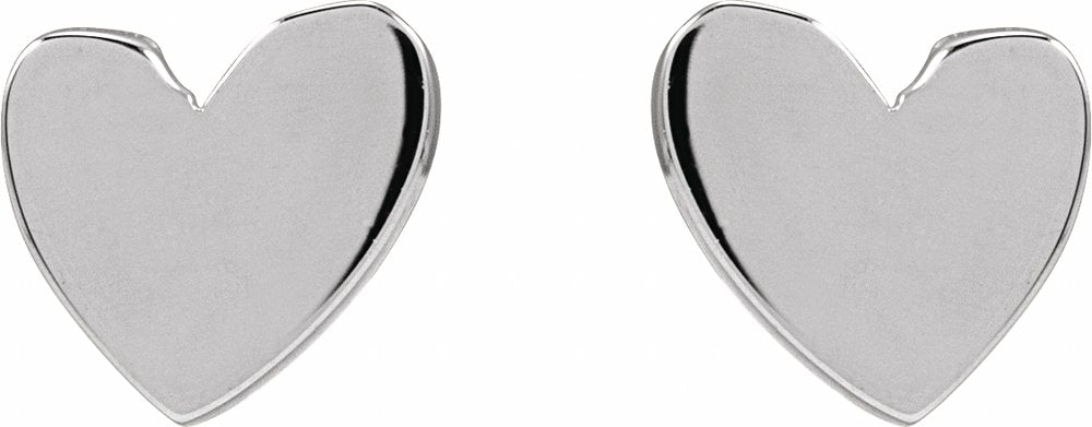 Platinum 4 mm Asymmetrical Heart Earrings