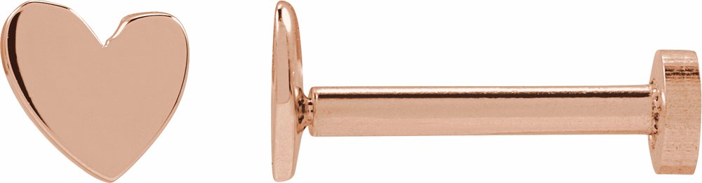 14K Rose 4 mm Asymmetrical Heart Earrings