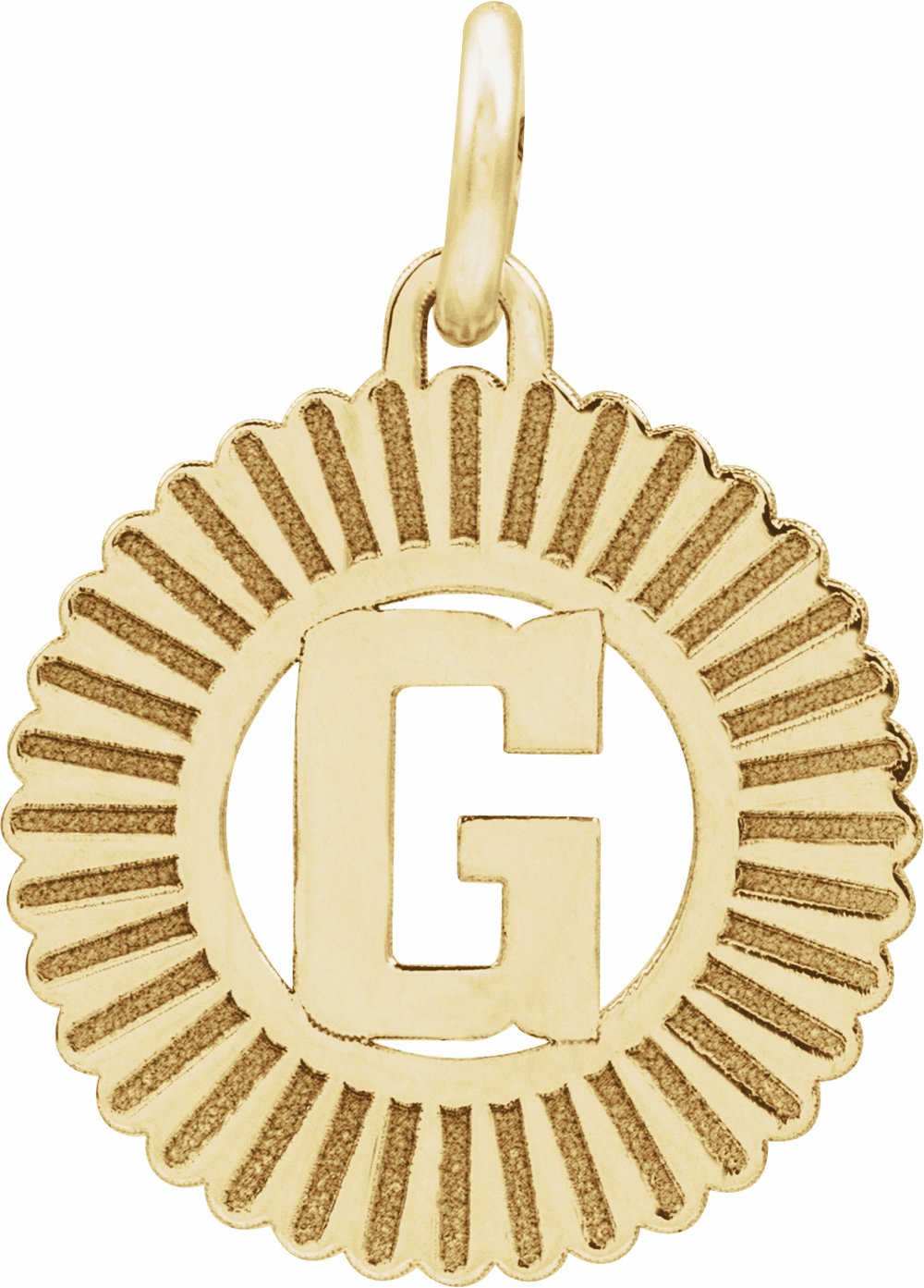 14K Yellow Initial G Sunburst Pendant
