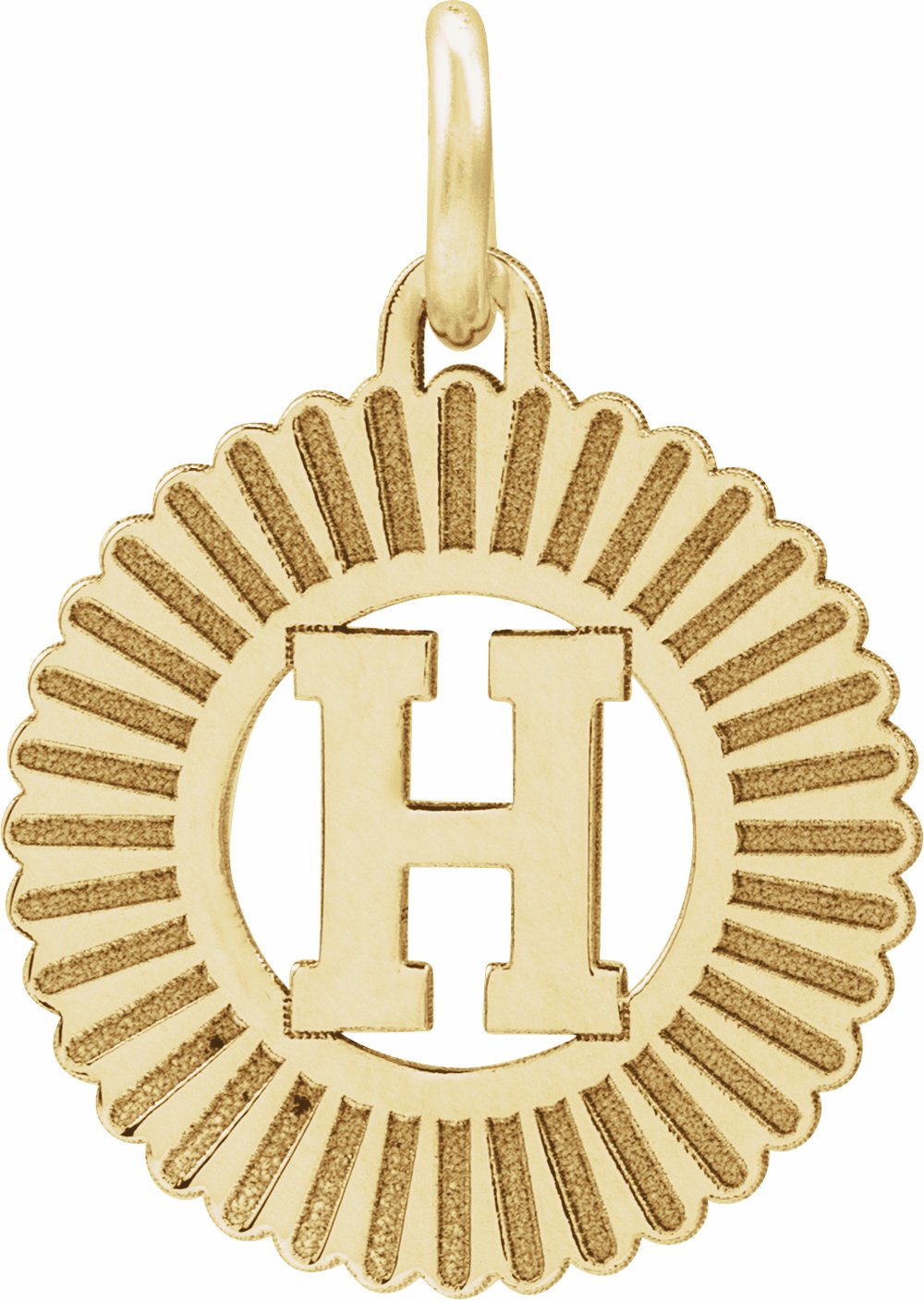 14K Yellow Initial H Sunburst Pendant