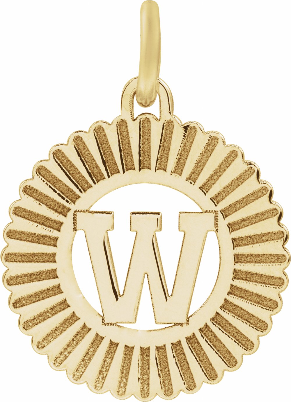14K Yellow Initial W Sunburst Pendant