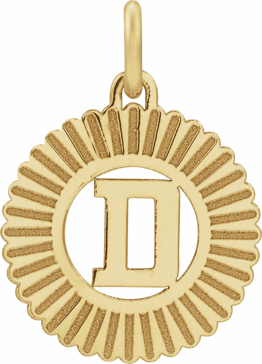 14K Yellow Initial D Sunburst Pendant