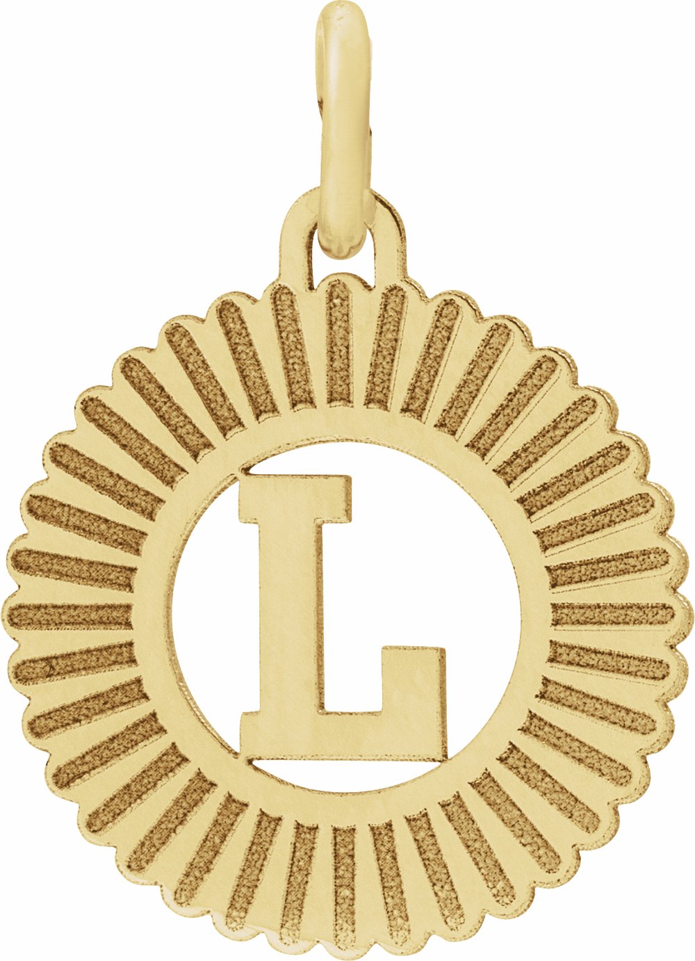 14K Yellow Initial L Sunburst Pendant