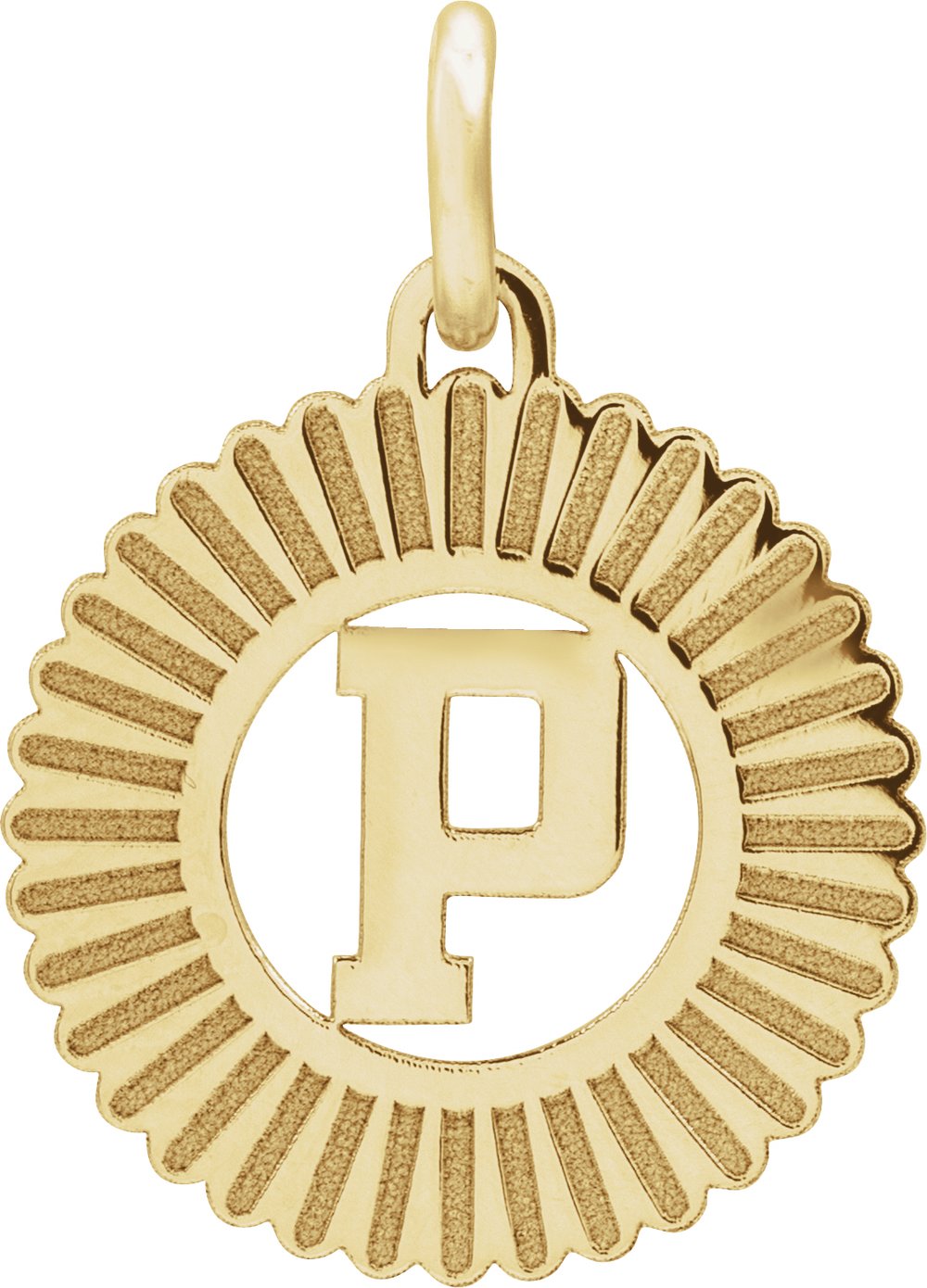 14K Yellow Initial P Sunburst Pendant