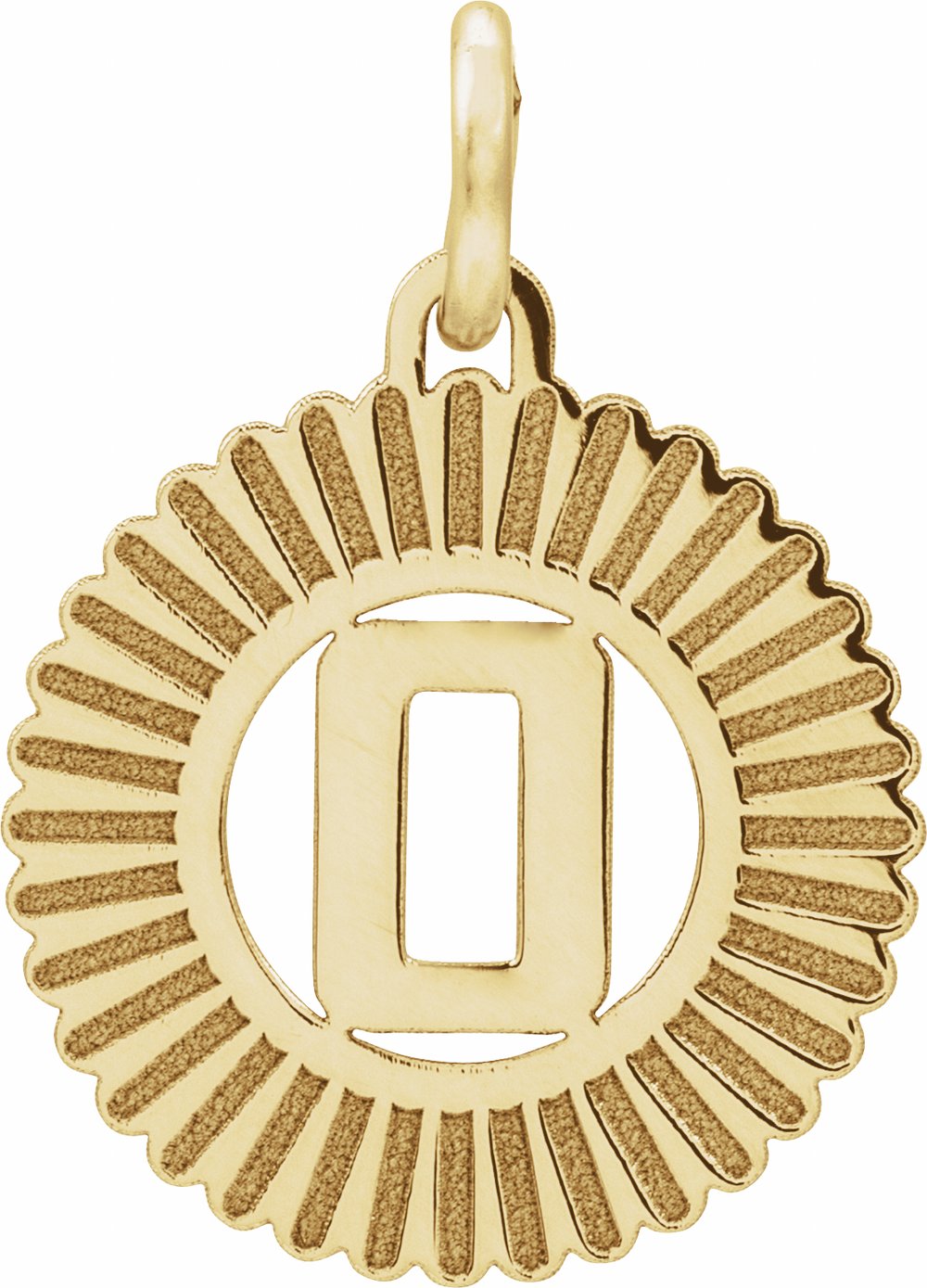 14K Yellow Initial O Sunburst Pendant