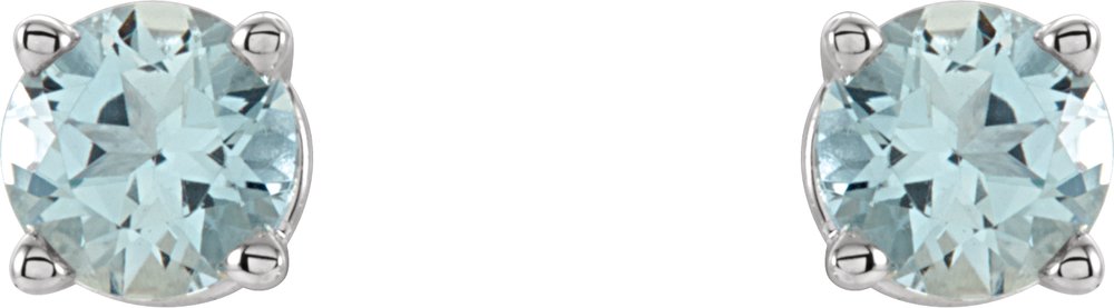 14K White Gold 4 mm Natural Aquamarine Earrings