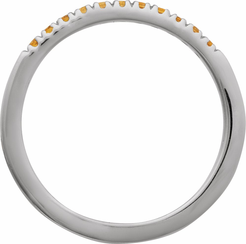 10K White Gold Natural Citrine Stackable Ring