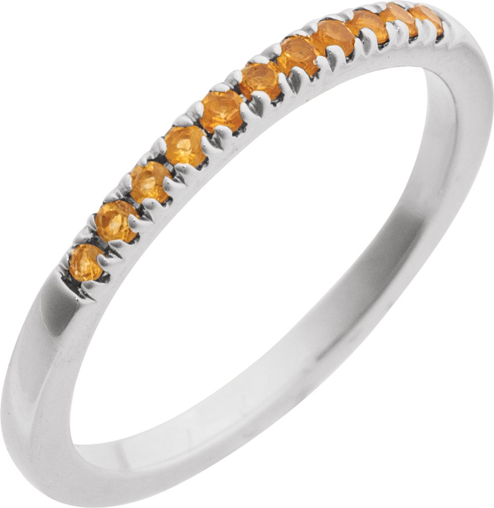 14K White Natural Citrine Stackable Ring