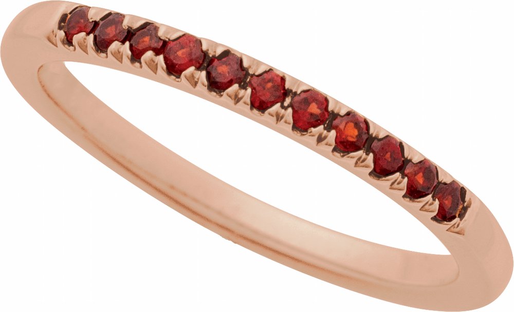 14K Rose Gold Natural Mozambique Garnet Stackable Ring