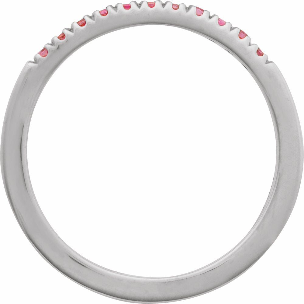 10K White Gold Natural Pink Tourmaline Stackable Ring