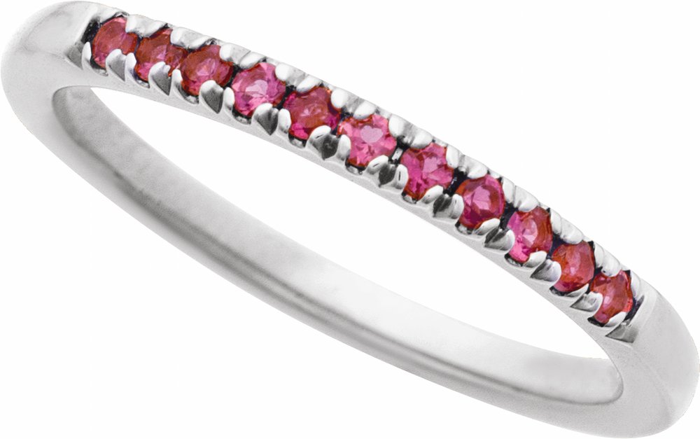 10K White Gold Natural Pink Tourmaline Stackable Ring