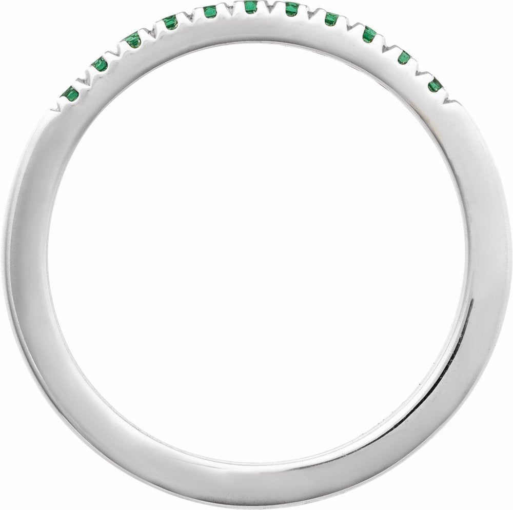 14K White Gold Natural Emerald Stackable Ring