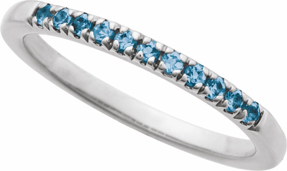 10K White Gold Natural London Blue Topaz Stackable Ring