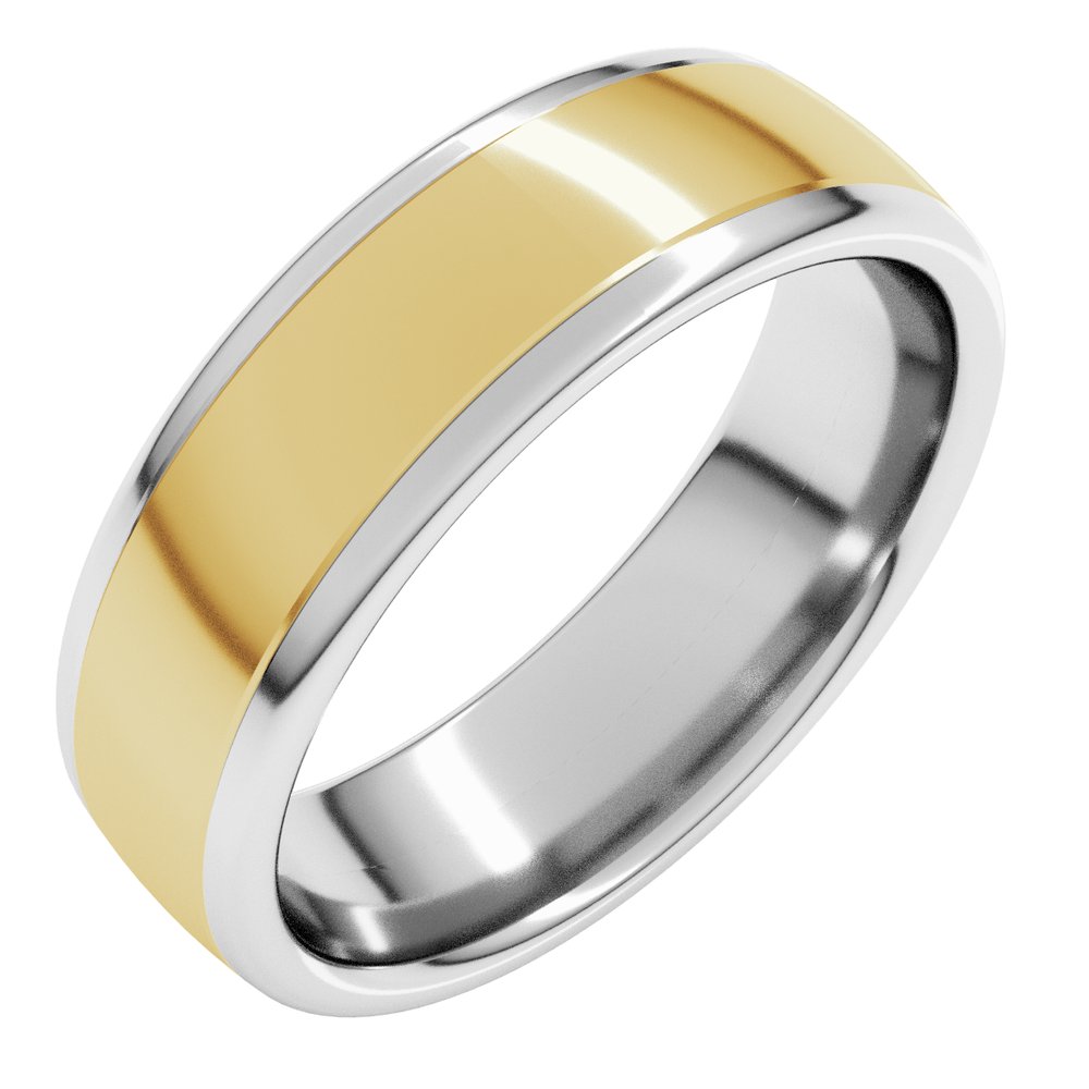 14K White/Yellow 6 mm Comfort-Fit Standard Weight European-Style Band Size 7.5