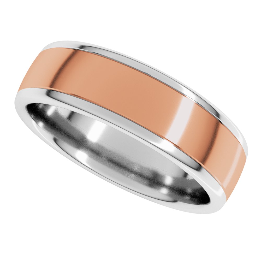 14K White/Rose 6 mm Comfort-Fit European-Style Band Size 12