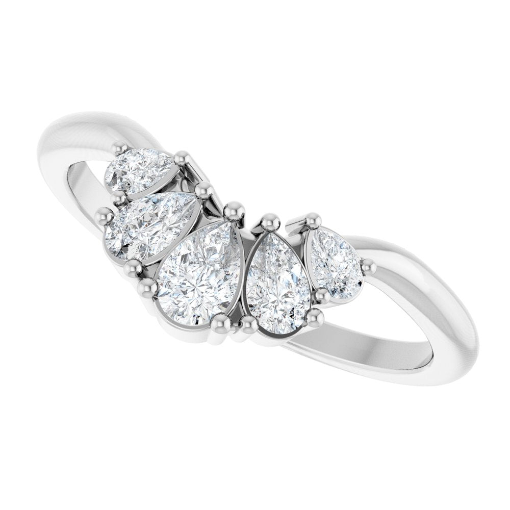 14K White 1/2 CTW Lab-Grown Diamond Contour Band
