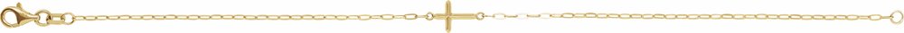 14K Yellow Gold Sideways Cross 7" Bracelet