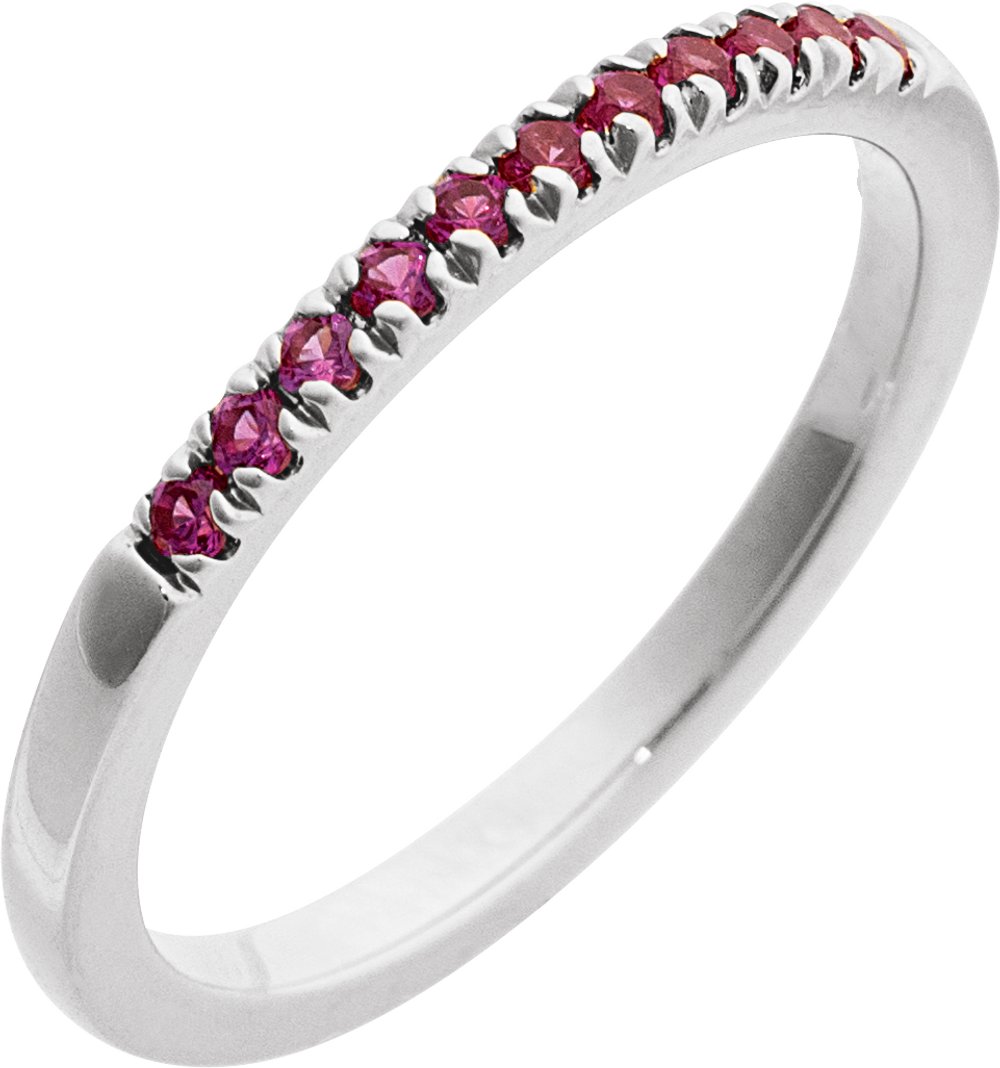 10K White Gold Lab-Grown Ruby Stackable Ring